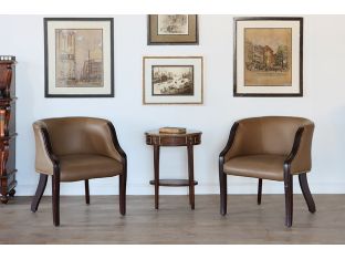 Tan Leather Barrel Chair