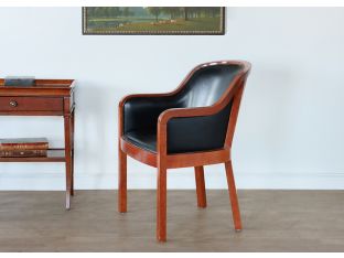 Black Leather Arm Chair with Wood Frame