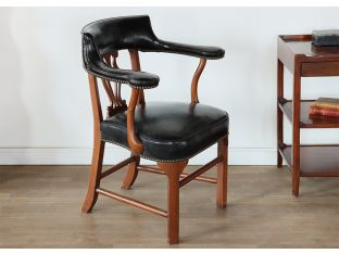 Black Leather Chippendale Arm Chair