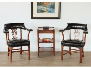 Black Leather Chippendale Arm Chair