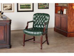 Green Leather Tufted Armchair