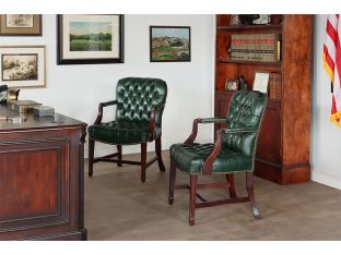 Green Leather Tufted Armchair