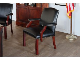 Black Leather Armchair with Nail head Trim