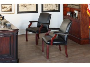 Black Leather Armchair with Nail head Trim