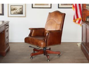 Distressed Brown Leather Executive Chair