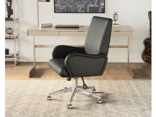 Black Vegan Leather Mid Century Style Office Chair