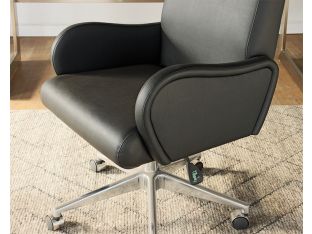 Black Vegan Leather Mid Century Style Office Chair