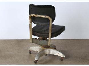 Vintage Black Vinyl Rolling Desk Chair