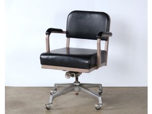 Black Vinyl Rolling Desk Chair with Arms