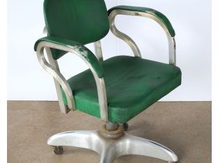 Vintage Green Rolling Desk Chair with Arms