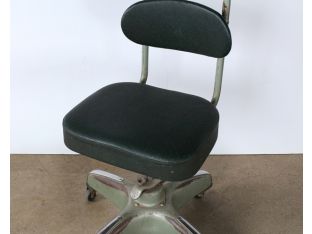 Vintage Green Rolling Desk Chair with No Arms