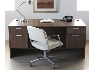 Vintage Nubbed Oatmeal Rolling Desk Chair