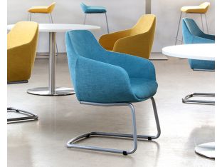 Mid-Century Style Sky Blue Office Arm Chair