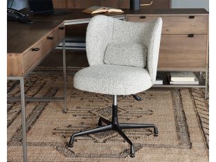 Beige Boucle Office Chair on Black Swivel Base