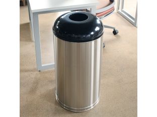Black Top Round Trash Receptacle