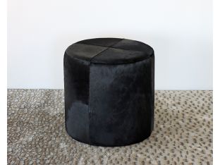 Small Black Hide Ottoman / Stool