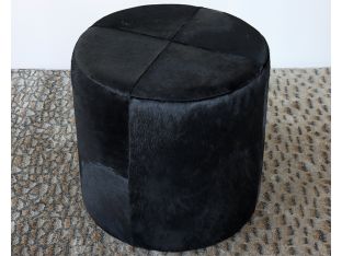 Small Black Hide Ottoman / Stool