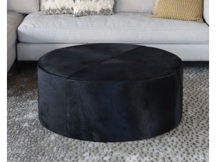 Large Black Hide Ottoman 