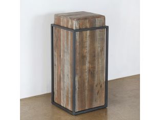 Acacia Wood Pedestal With Iron Frame