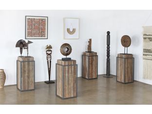 Acacia Wood Pedestal With Iron Frame