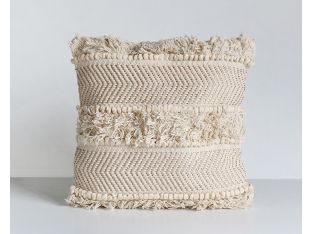 White Copper Fringe Pillow