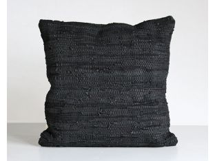Stitch Black Leather Pillow