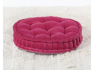 Vivid Pink Tufted Round Floor Pillow
