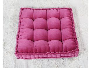 Vivid Pink Tufted Square Floor Pillow