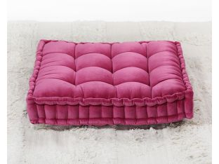 Vivid Pink Tufted Square Floor Pillow