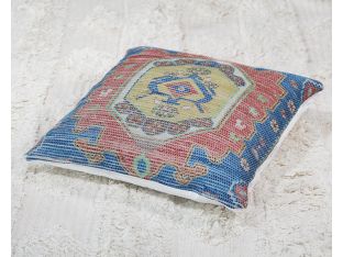 Saffron, Orange & Blue Tribal Pillow