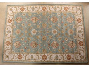 10' x 14' Traditional Indian Blue and Antique White Hand-tufted Wool Rug