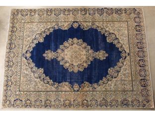 12' x 9' Hand Knotted Vintage Persian Kirman Blue Wool Area Rug