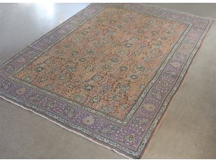 10' x 14'2" Salmon and Lavender Azerbaijani Persian Rug Circa 1965