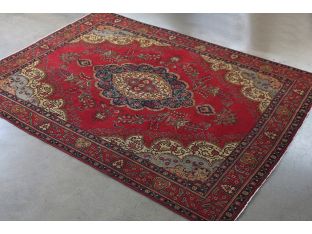 9'7" x 12'7" Wine Red Tabriz Persian Rug Circa 1965