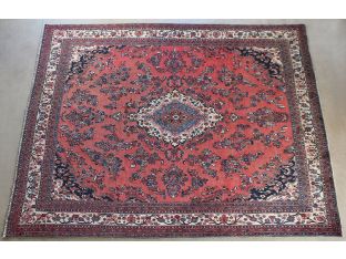 10'5" x 13'2" Pale Red Hamedan Persian Rug Circa 1965