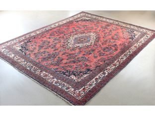 10'5" x 13'2" Pale Red Hamedan Persian Rug Circa 1965