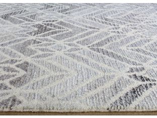 8X10 Warm Gray/Taupe Wool Chevron Patterned Rug