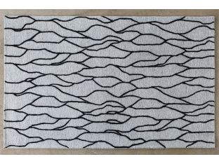 5X8 Ink/Taupe Natural Wool Fiber & Cotton Rug