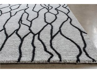 5X8 Ink/Taupe Natural Wool Fiber & Cotton Rug