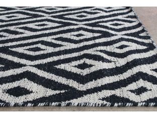 5X8 Ink/Taupe Tribal Inspired Patterned Wool Rug