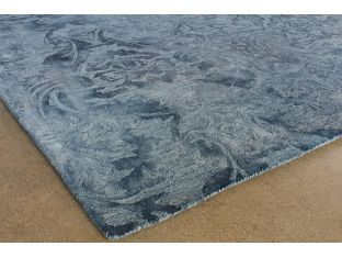 9' x 13' Navy Damask Patterned Rug