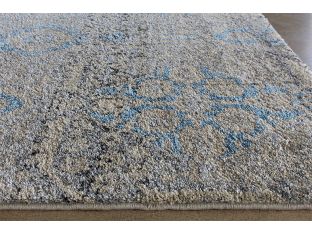 9'6" x 13'2" Taupe/Azure Floral Patterned Rug