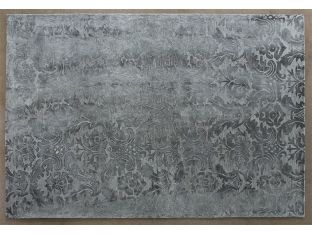 9' x 13' Charcoal Damask Patterned Rug