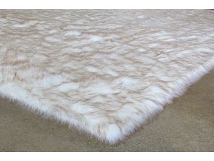 7' 10" X 10' Ivory And Beige Faux Fur Rug