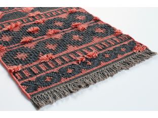 2' X 3' Spice And Charcoal Flat Weave Rug
