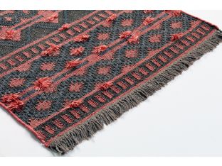 3' X 5' Spice And Charcoal Flat Weave Rug