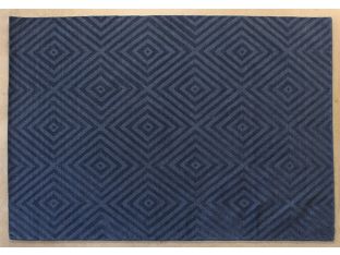 8' X 11'  Deep Blue Hand Tufted Geometric Rug
