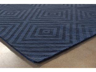 8' X 11'  Deep Blue Hand Tufted Geometric Rug