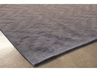 8' X 11' Slate Gray Hand Loomed Geometric Wool Rug