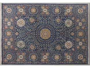 8'6" X 11'6" Navy Soumak Hand Knotted Wool Rug